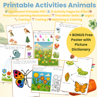 Montessori school worksheets Nature + FREE GIFT