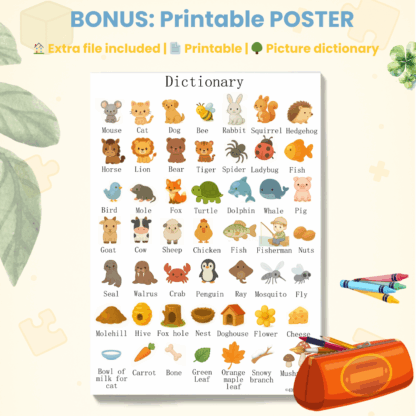 Montessori school worksheets Animals (Edition 1) + FREE GIFT - Image 3