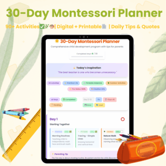 30-Day Montessori School Challenge - Interactive PLANNER with BUNDLE of PRINTABLE ACTIVITIES